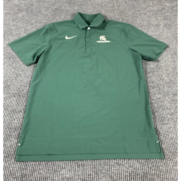 Michigan State Spartans Shirt Mens Medium Green Golf Swoosh Embroidered Dri Fit - Picture 1 of 13